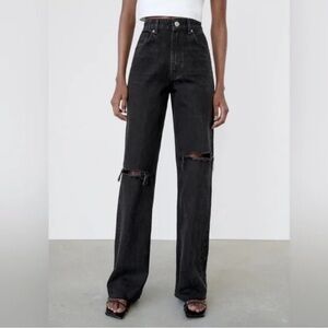 Zara Black High Rise Wide Leg Jean